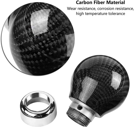 Pookknop Carbonfiber - Versnellingspookkop Stick - Auto Interieur Upgrade - Universele Pasvorm - 8-12mm - Zwart — afbeelding 5