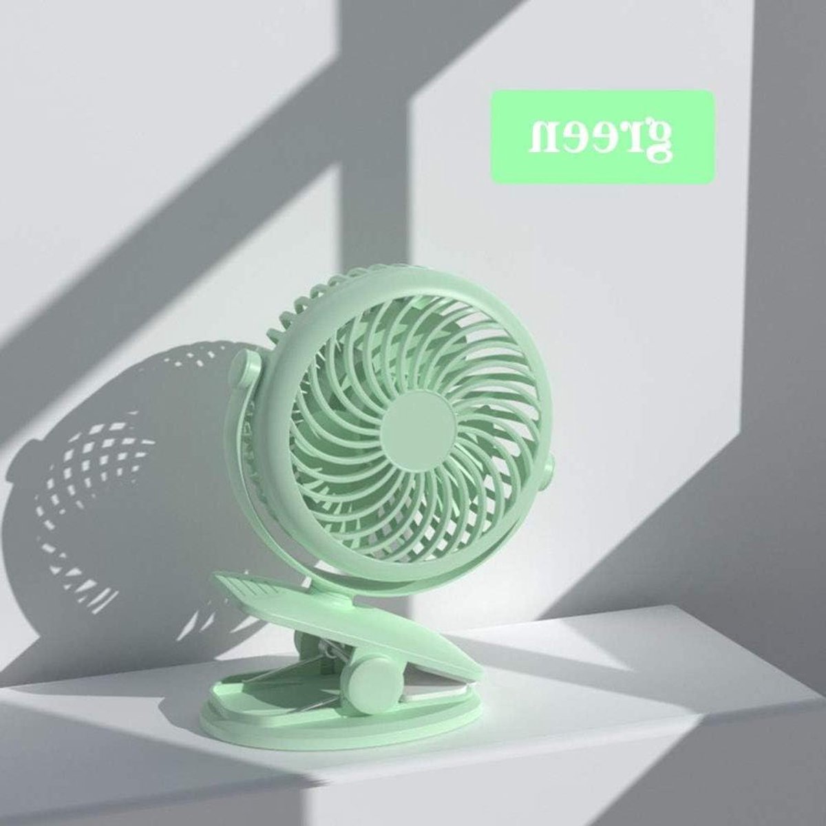 Ventilator met Klem - Draagbare Fan - Bureau Koeling - 360 Graden Rotatie - USB Aangedreven - Groen