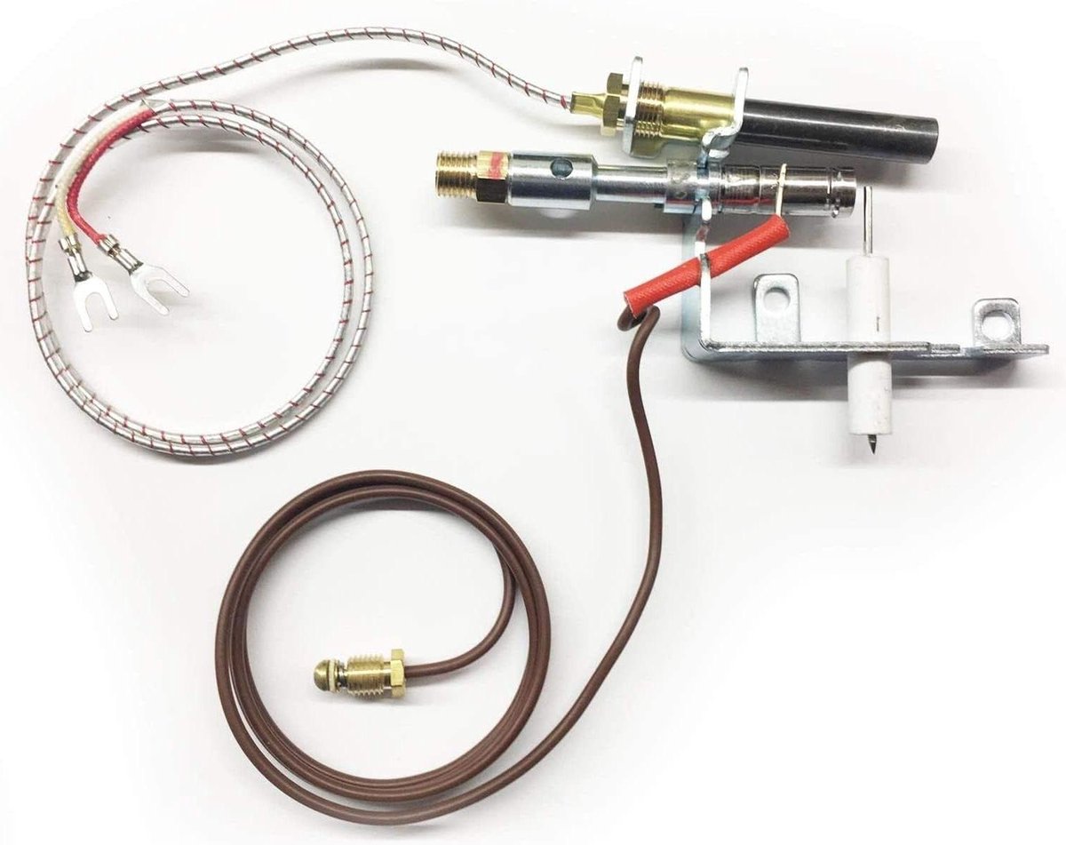 Gas Log Pilot Assembly - Open Haard Onderdeel - Haard Reparatie - Inclusief Thermopile - Niet gespecificeerd - Zilverkleurig
