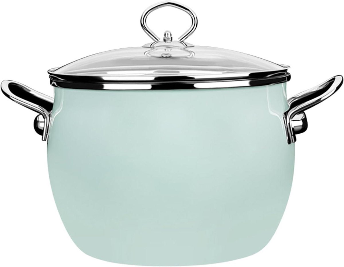 Emaille Soeppan - Emaille Kookpan - Sudderen en Stoven - Gezond Emaille - 7 inch - Groen
