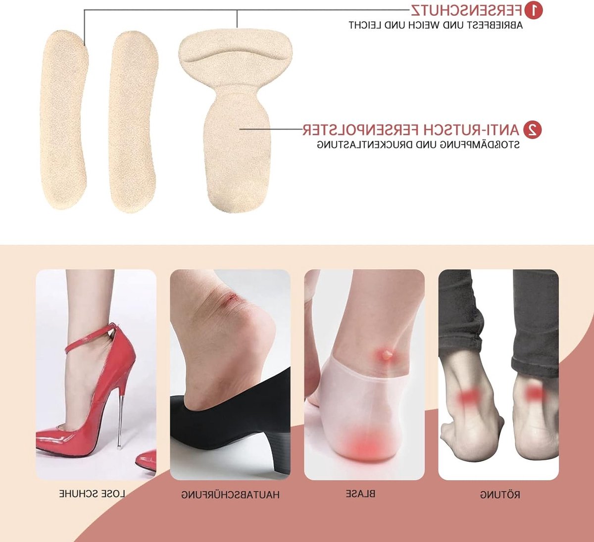 Anti-slip voetbedden voor pijnverlichting, silicone zooltjes voor hakken, comfortabele inlegzolen in huidkleur, maat één formaat