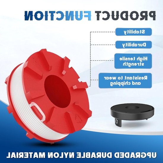 Vervangende Trimmer Spoel voor GE-CT 36/30 LI E SOLO en AGILLO Modellen, Ø 2 mm - 8 m Lengte, 4 Spoelen + 1 Dop + 1 Veer, Tuinonderhoud, Grasmaaier Accessoires, Draad Spoel Set — afbeelding 3