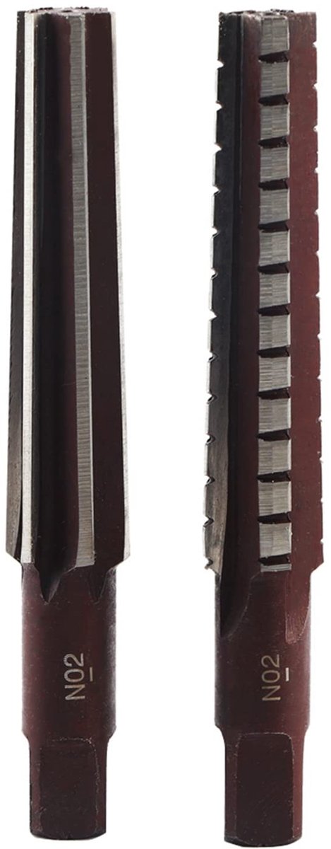 Dailygoody - Morse Conische Ruimer - 2 Stuks - Koolstofstaal - Hand Conische Ruimer - Geschikt voor MT2# - Ruwe en Fijne Ruimer