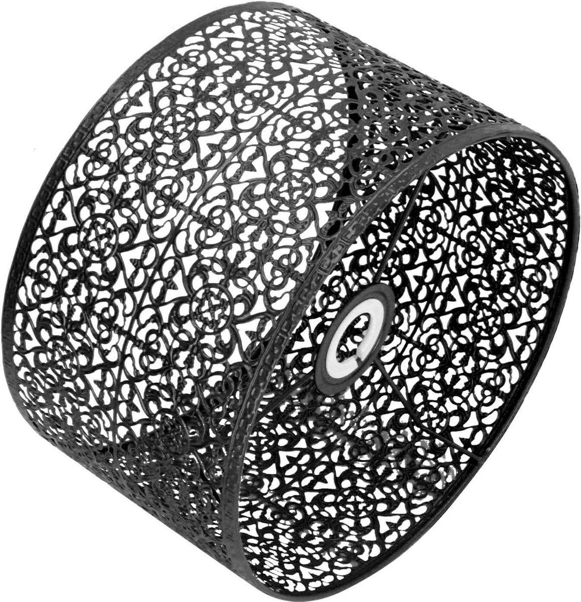 Dailygoody - OmGoods - Dailygoody - Lampenkap - Metalen lampenkap - Geschikt voor E27 en E14 - Zwart - Trommelvorm - Voor staande, hang- en tafellampen