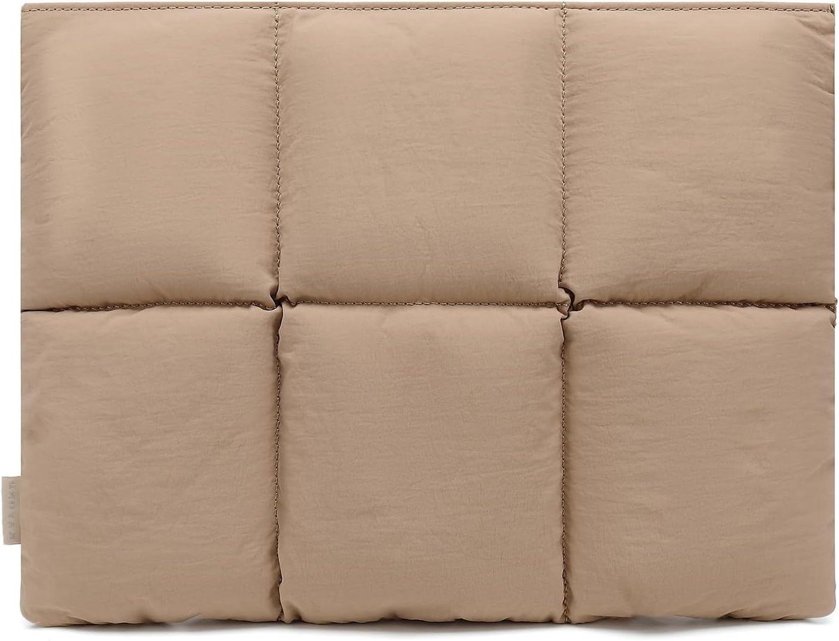 Laptophoes Puffy - Laptoptas Zacht - Laptop Beschermen - Waterafstotend Nylon - 15 inch - Kaki