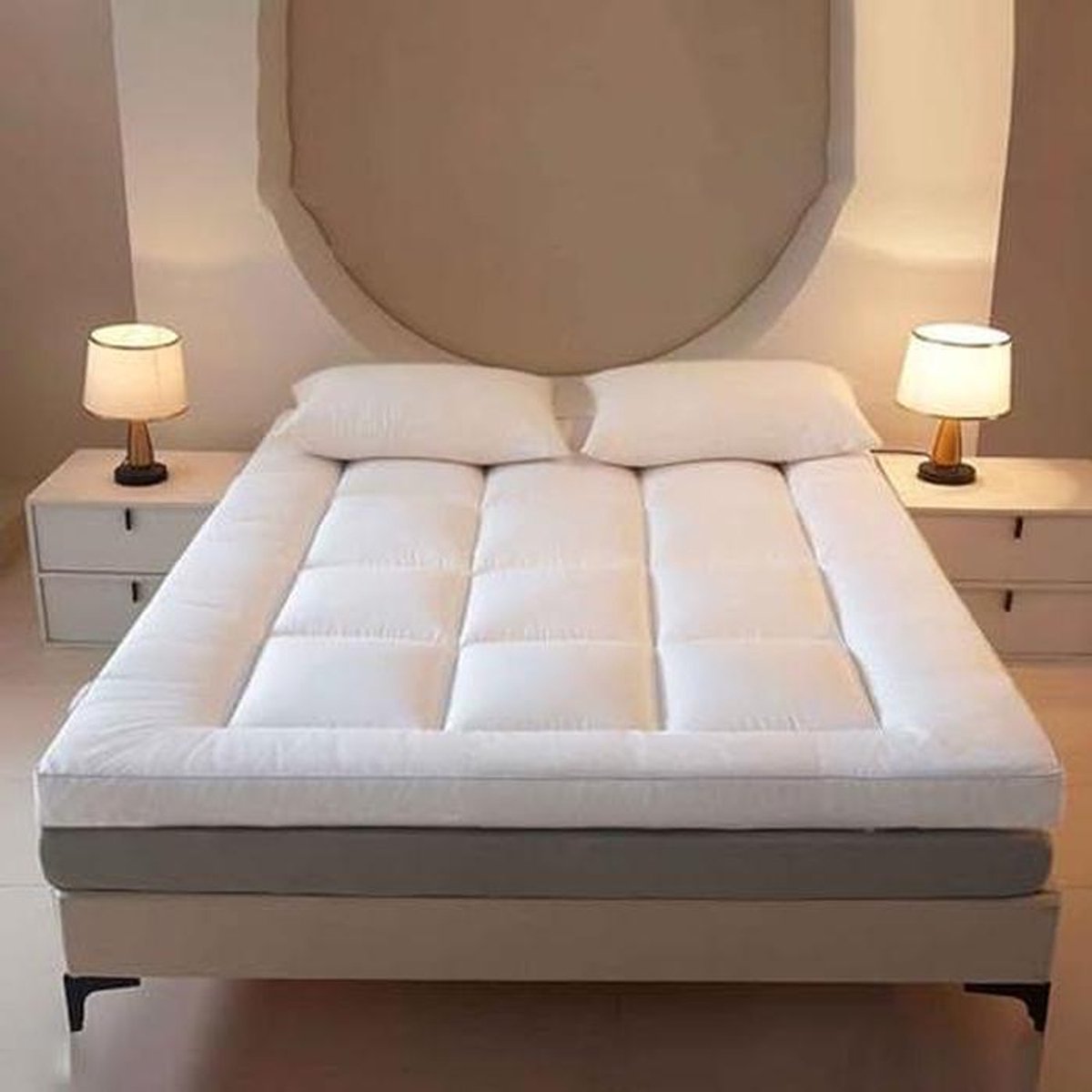 Opvouwbare Matras - Slaapmat Vloermatras - Logeren Kamperen Yoga - Ademend Katoen Polyester - 120 x 200 cm - Wit