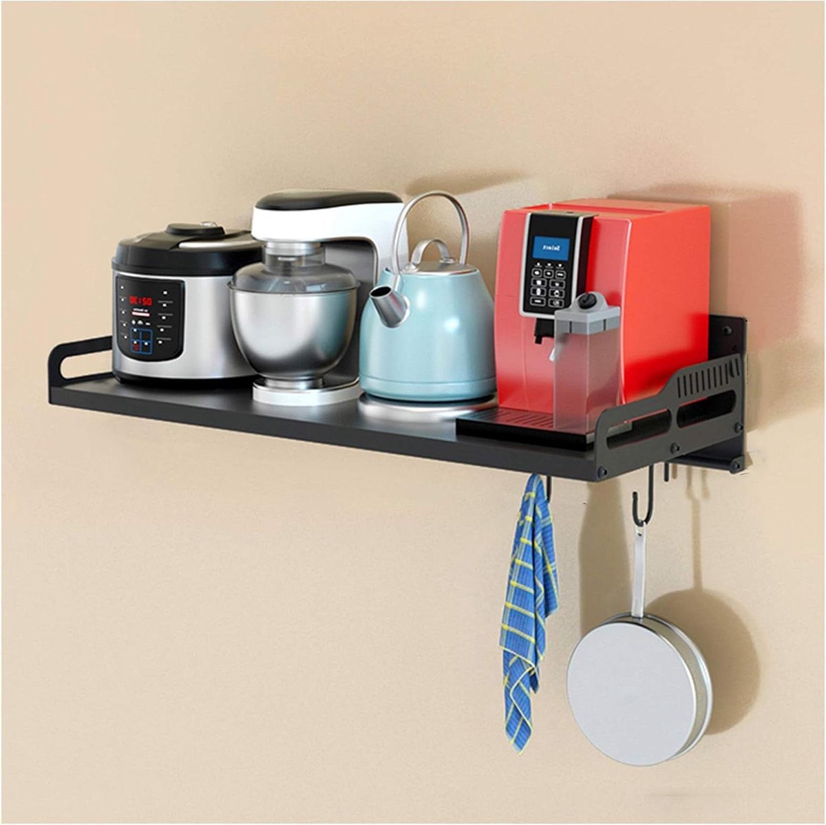 Opvouwbare Magnetron Plank - Wandrek Keuken - Keuken Opbergen - Roestvrij Staal 304 - Tot 100cm - Zwart