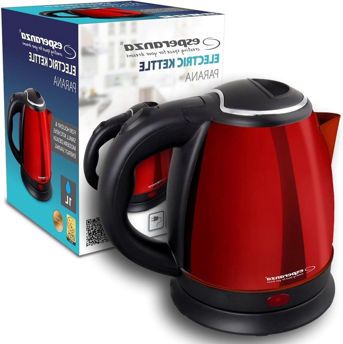 Waterketel - Elektrische Ketel - Snel Water Koken - Vlekbestendig Design - 1 Liter - Rood