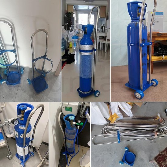 Fleshouder met wielen - Gasflessen trolley - Veilig transport - Stevige stalen constructie - 80 cm hoogte - Blauw — afbeelding 3