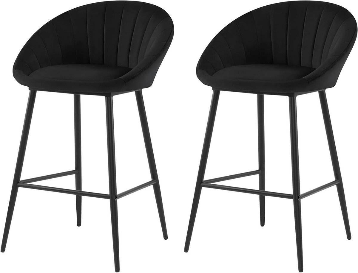 Barkrukken Set - Keukenstoelen - Aan Bar Zitten - Ergonomisch Ontwerp - Zithoogte 65cm - Zwart