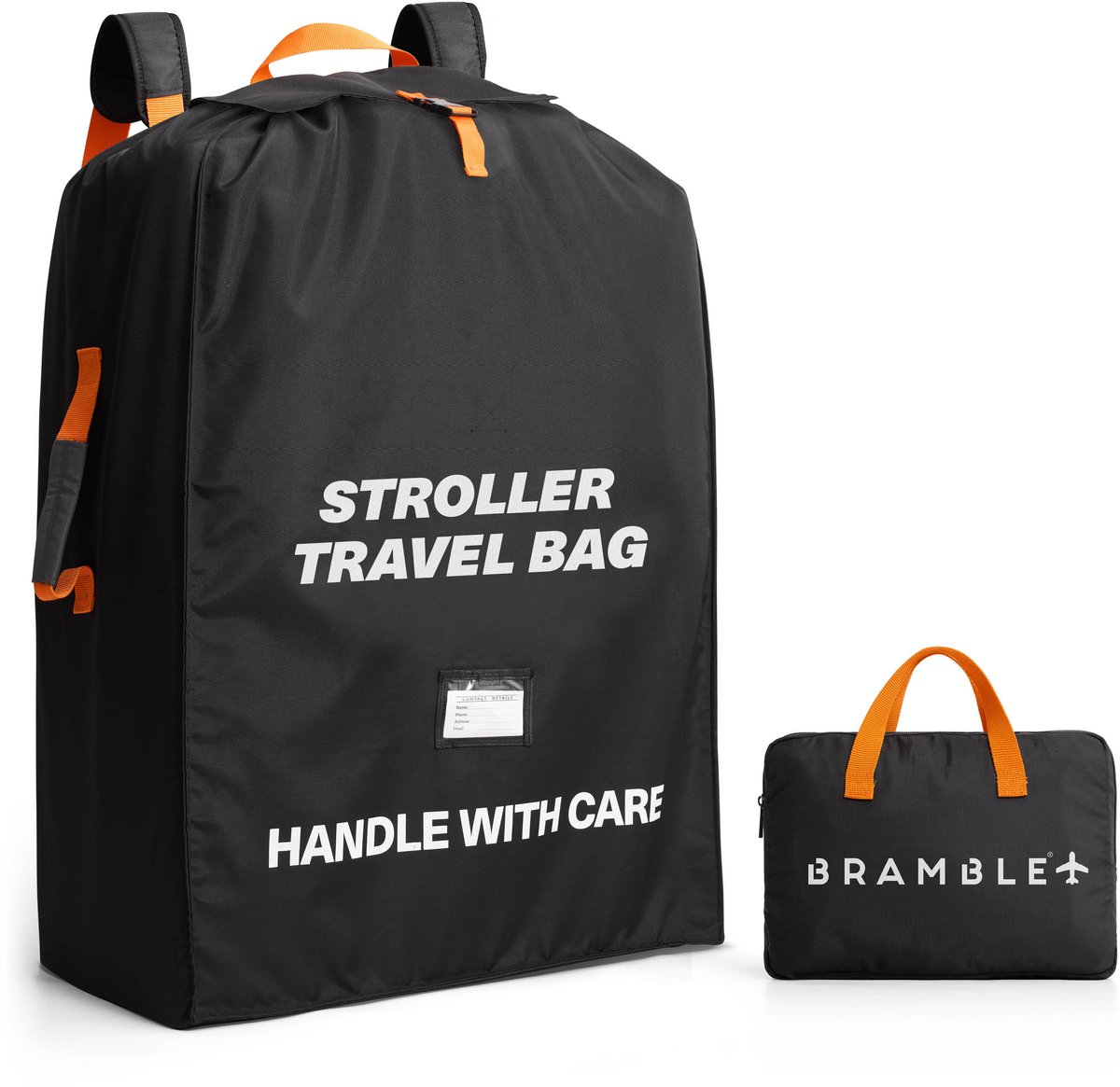 Bramble – Buggy Transporttas voor Vliegtuig Gate Check – 90x60x35cm – Waterafstotend Ballistisch Nylon met Neopreen Schouderbanden – Opbergzak & ID-Venster – Zwart