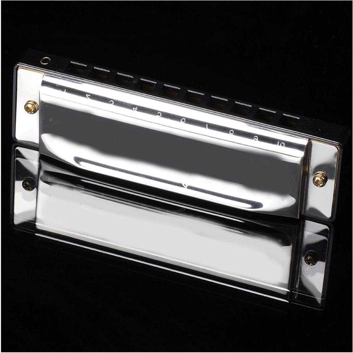 Mondharmonica - Blues instrument - Muziek Maken - 10 Gaten - 105mm - Zilver