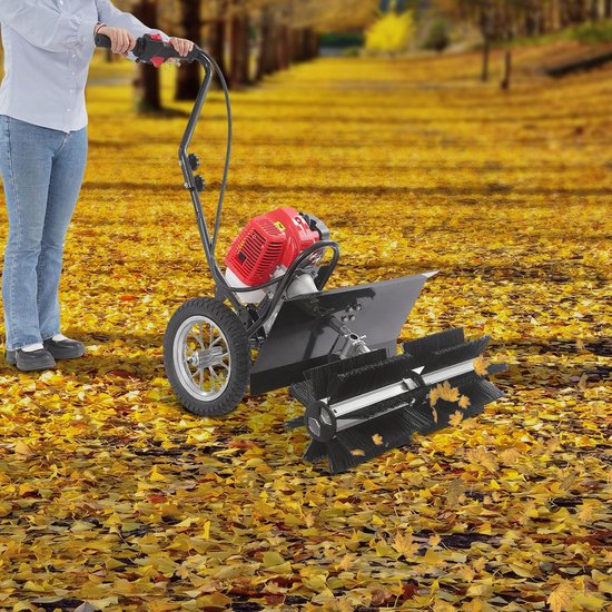 Benzine Veegmachine - Motorbezem Sneeuw - Buiten Reinigen - 60 cm Borstelbreedte - 43CC Motor - Zwart — afbeelding 2