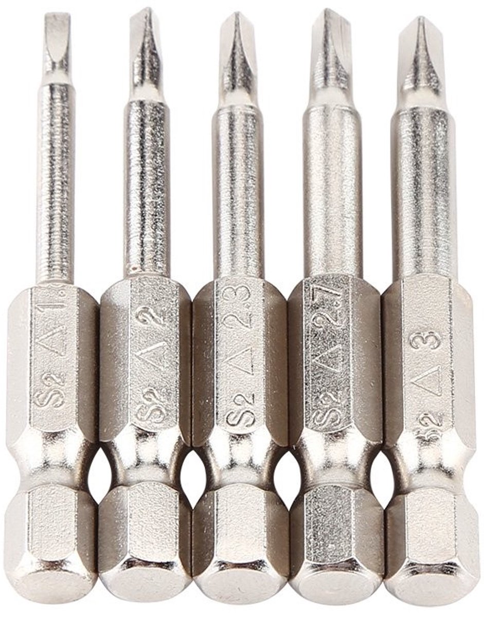 Dailygoody - Solidchoice - Dailygoody - Set van 5 Stuks - Magnetische Schroevendraaier Bits - Triangular - 50 mm - S2 Legering - Geschikt voor Klussen - TA1.8/TA2.0/TA2.3/TA2.7/