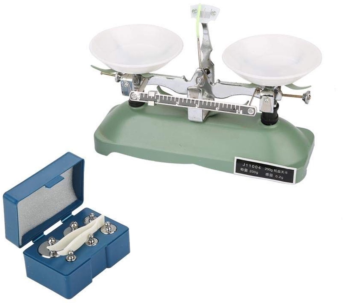 Dailygoody - OmGoods - Dailygoody - Laboratorium Weegschaal - Mechanische Weegschaal 200g - Betrouwbaar en Nauwkeurig - Groen - Onderwijs en Experimenten - Geschikt voor Che