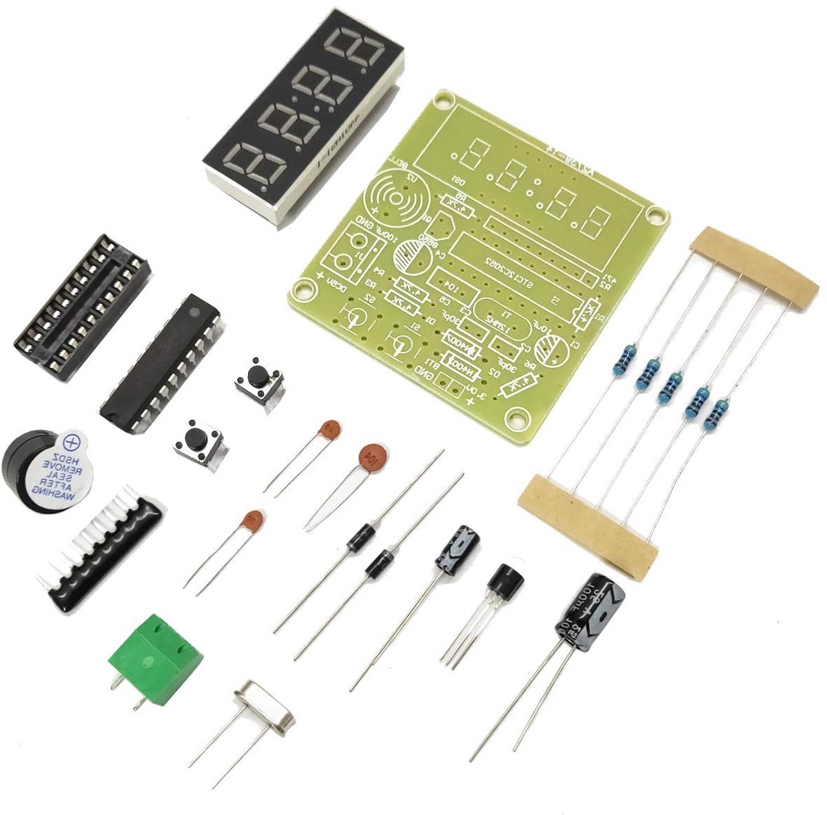 Digitale LED Klok DIY Kit met 4 Bits - Elektronische Klok Bouwset voor Hobbyisten en Technici
