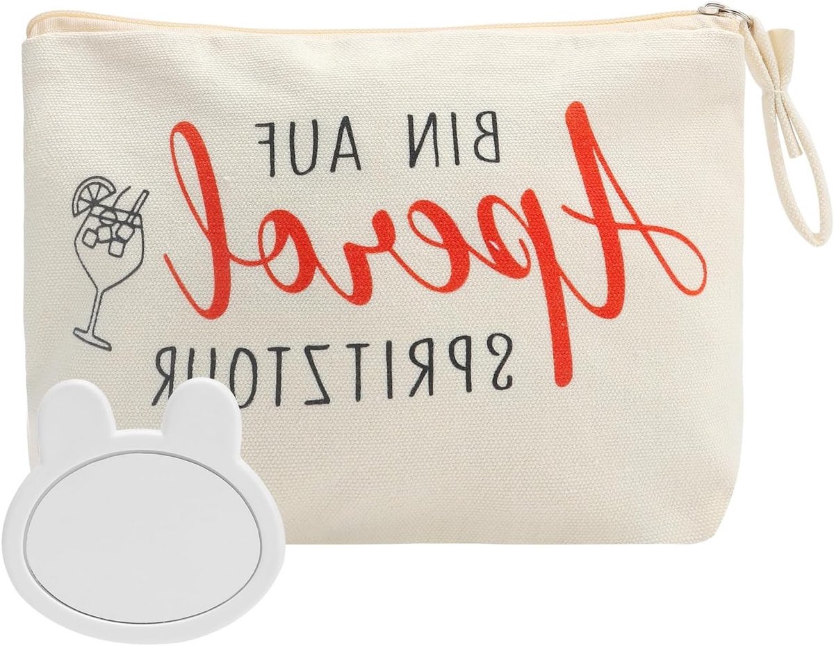 Cocktail Tas - Cosmeticatas Heren Dames - Opbergen Organiseren - Inclusief Draagspiegel - 23 x 16 x 5 cm - Beige