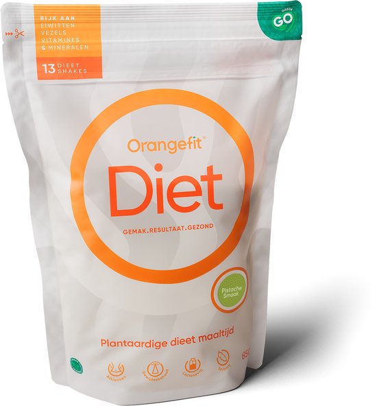 Orangefit Diet: zak met 850g plantaardige dieet maaltijd. Rijk aan eiwitten, vezels, vitamines & mineralen. 13 shakes.