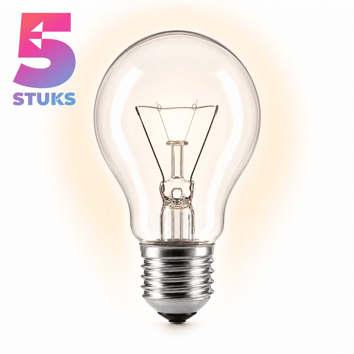 5x Peertje Gloeilamp E27 - 75W - Warm Wit Licht (2700K) - 765 lm - 1 jaar - Dimbaar