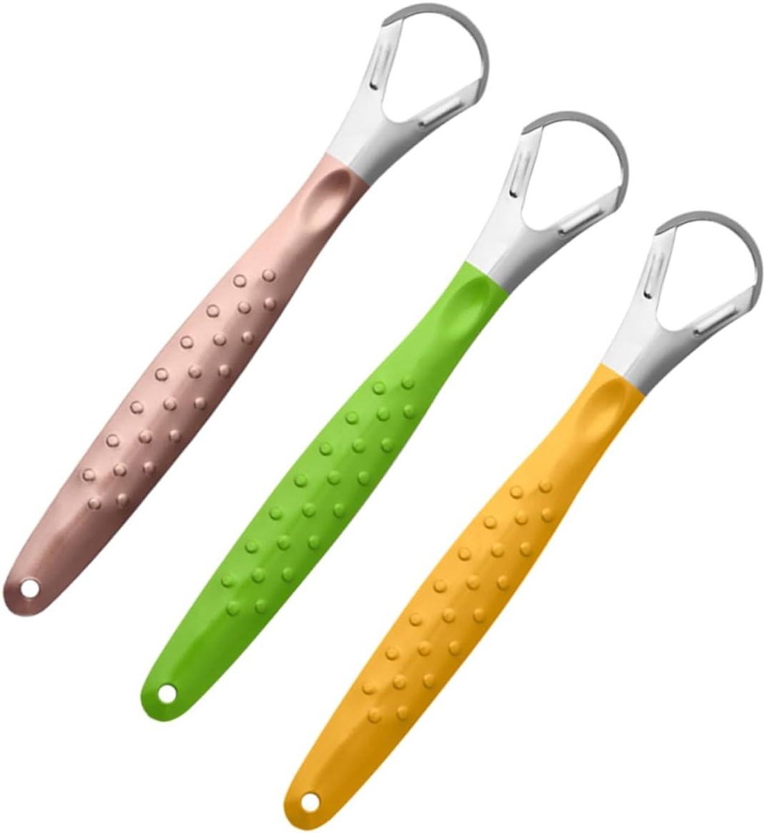 Tong Schraper - Mondverzorging Hulpmiddel - Frisse Adem - Roestvrij Staal - 3 Stuks - Diverse Kleur
