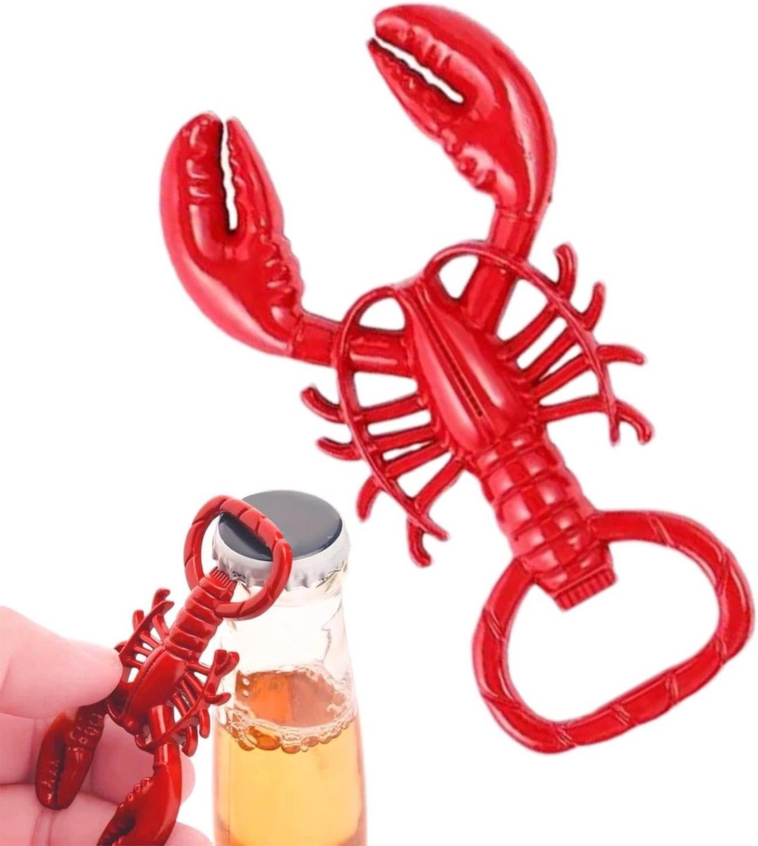 Kreeft Bieropener - Flesopener Decoratie - Drankjes Openen - Koelkast Magneet - 10 x 6 cm - Rood