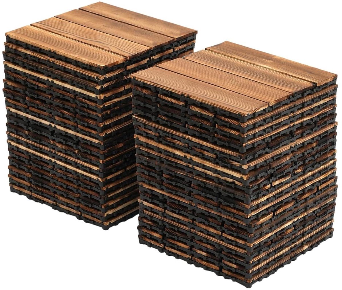 Terrastegels Larikshout - Houten Vloertegels - Buiten Leven - Antislip Gestructureerd Oppervlak - 36 stuks 33 m² - Bruin