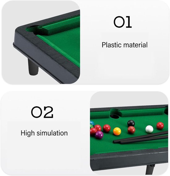 Mini Pooltafel - Kinder Biljart - Spel & Leren - Draagbaar Tafelmodel - 49x29 cm - Multicolor van mini — afbeelding 4