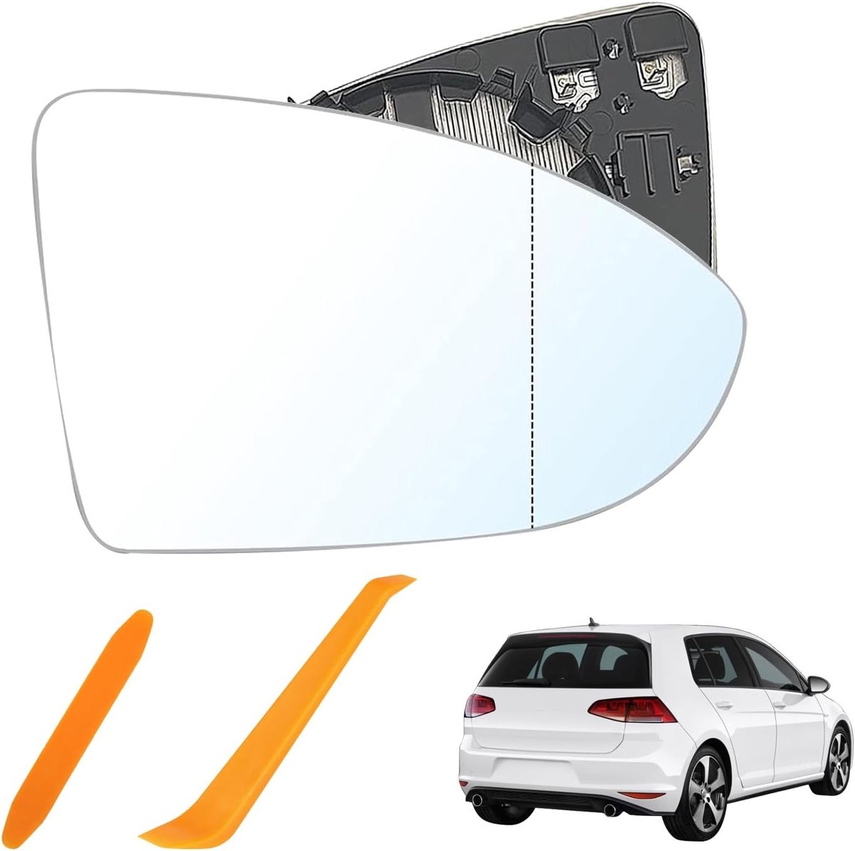Verwarmde vervangende spiegelglas voor Golf 7 - Convex, asferisch en verstelbaar buitenspiegelglas voor bestuurderszijde van ABS materiaal