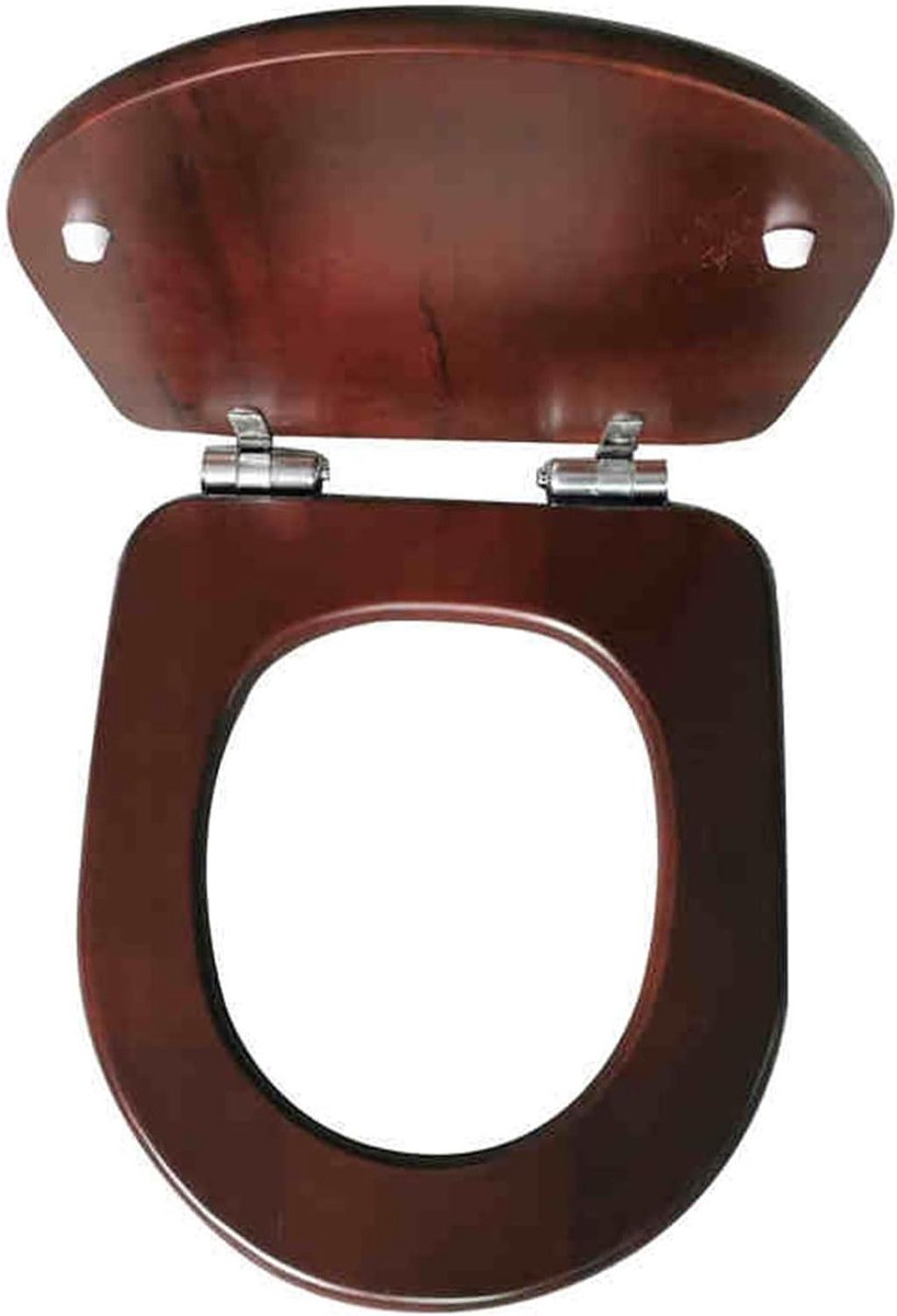 Houten Toiletbril - Toiletdeksel U-vorm - Badkamer Verbetering - Vertraagd Sluitend - 44x36cm - Style-4