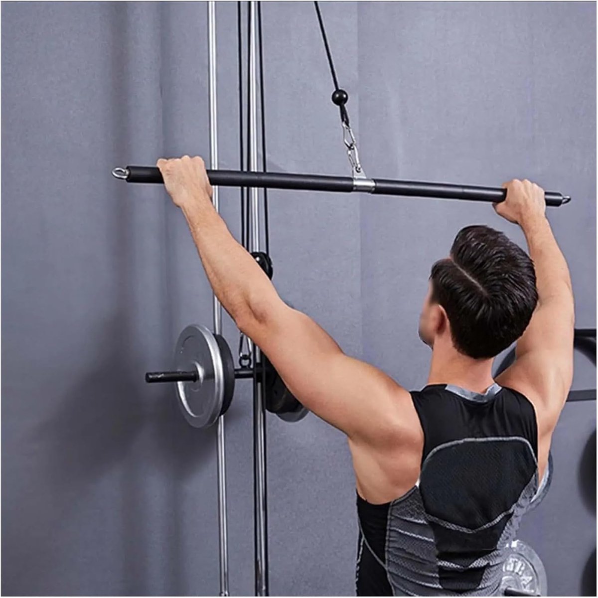 Lat Pulldown Bar - Kabel Machine Attachment - Kracht Training - Stevige Constructie - 110 cm - Zwart