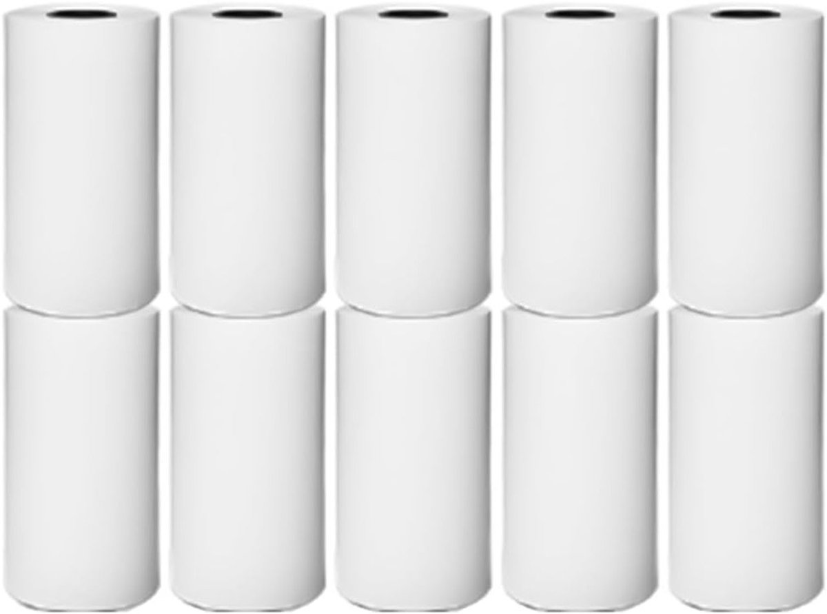 Thermisch papier rolletjes voor mini thermische printers en kassa's - 57 x 25 mm, inkless afdrukken, zwart-wit bonnenpapier, 10 stuks