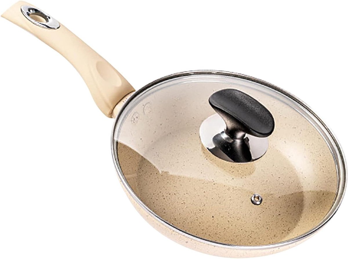Koekenpan - Pannenkoekenpan antiaanbak - Lekker koken - Graniet coating - 20 cm - Beige
