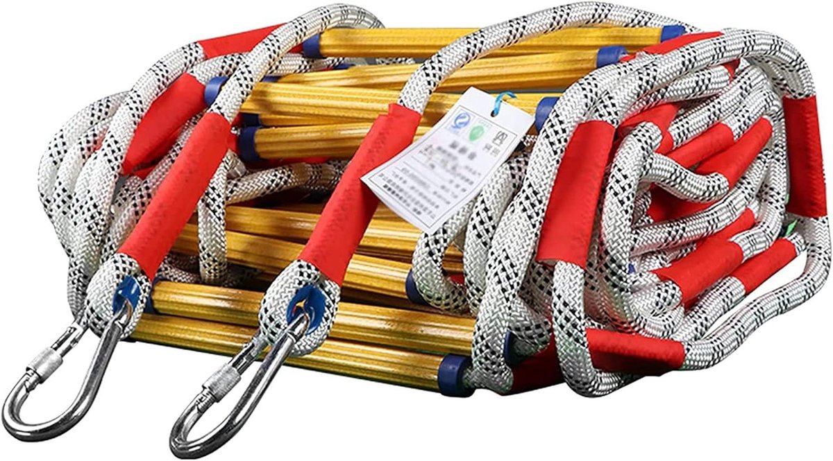 Noodladder - Touwladder Vluchtladder - Veilige Ontsnapping - Direct Klaar Voor Gebruik - 10 Meter - Geel