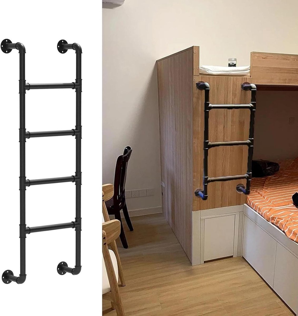 Metalen Klimladder - Zolderladder Wandladder - Veilige Toegang Creëren - Robuuste Stalen Constructie - 38 cm Breed - Zwart