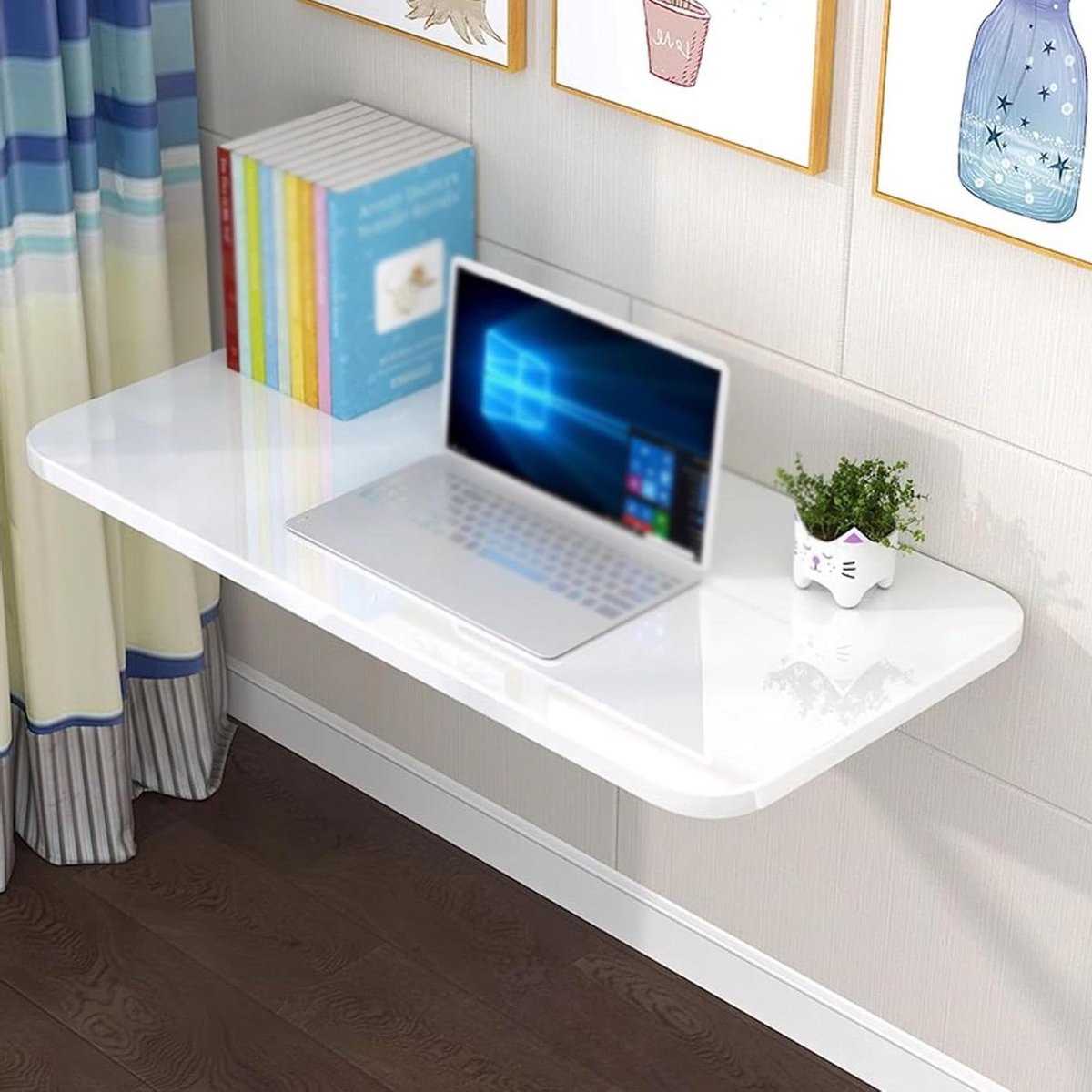 Zwevend bureau - Wandtafel inklapbaar - Ruimte besparen - Dikte 16 cm - 70x30 cm - Wit