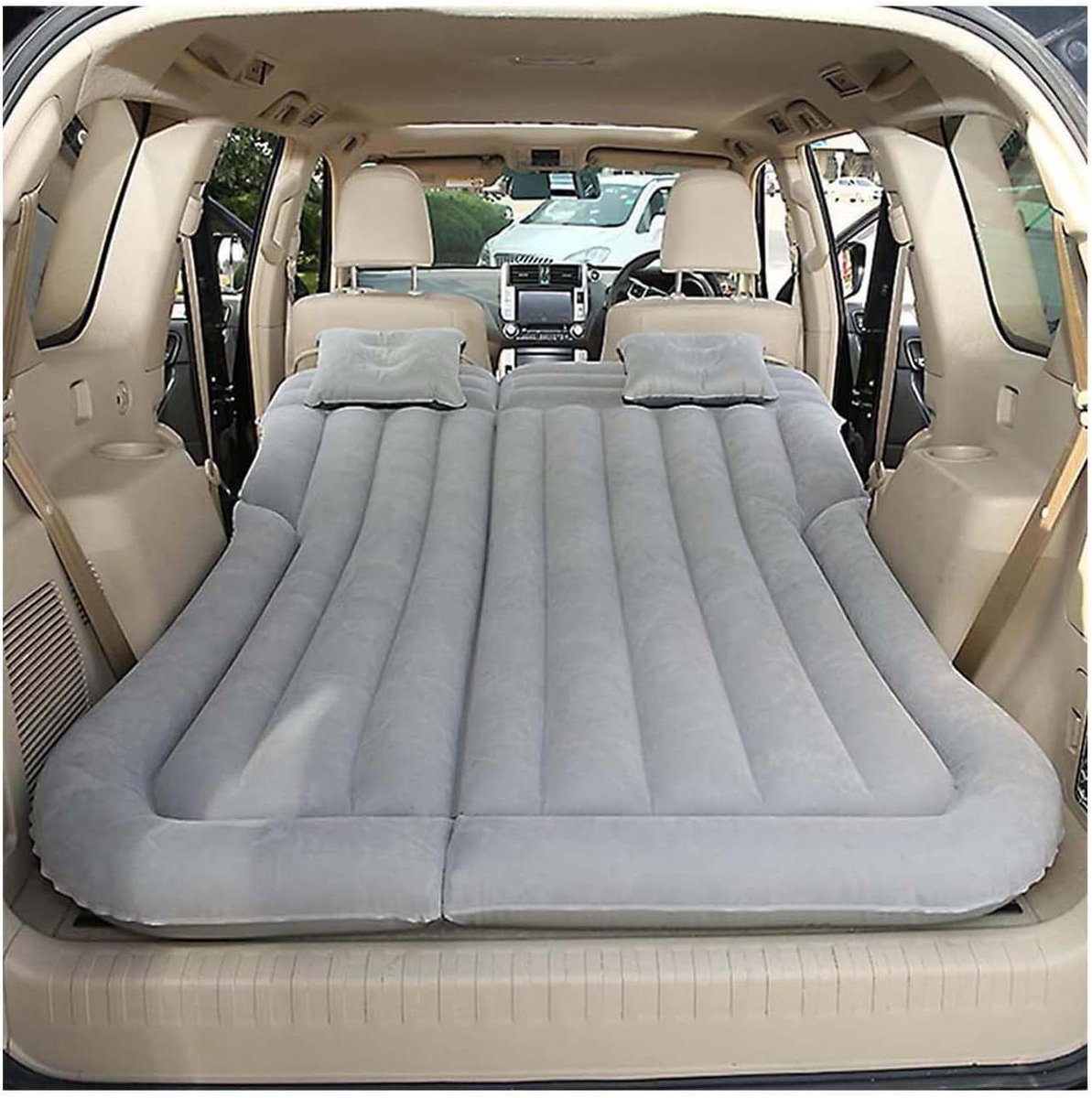 Auto Luchtmatras - Draagbaar Reisbed - Comfortabel Slapen - Gebalanceerde Gegolfde Steun - 175 x 130 cm - Grijs