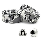 Zwart witte stuurlinten wielrennen unisex antislip stuur tape camouflage patroon voor racefiets inclusief bar ends fiets stuur lint