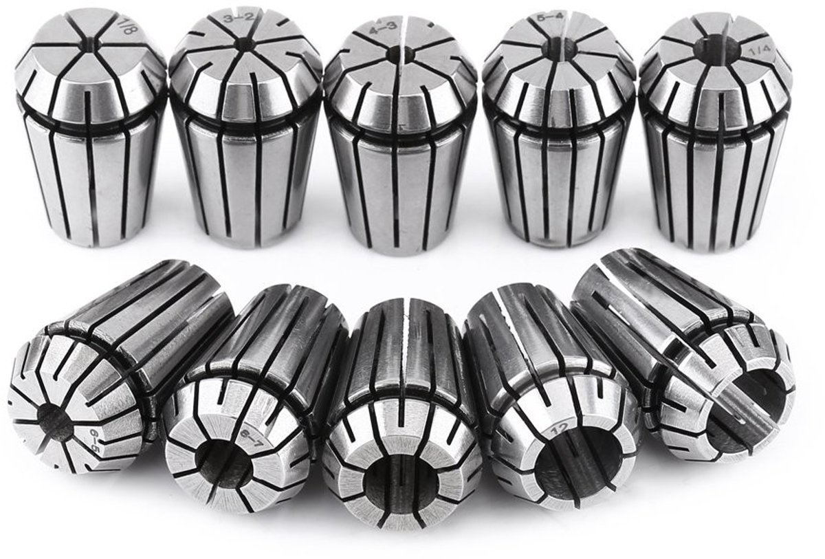 Dailygoody - 10 Stks/set ER20 Verenstaal - Gereedschap - Precisie Spantang Set - 3mm tot 12mm - Voor Frezen en Draaien - Geschikt voor Grav...