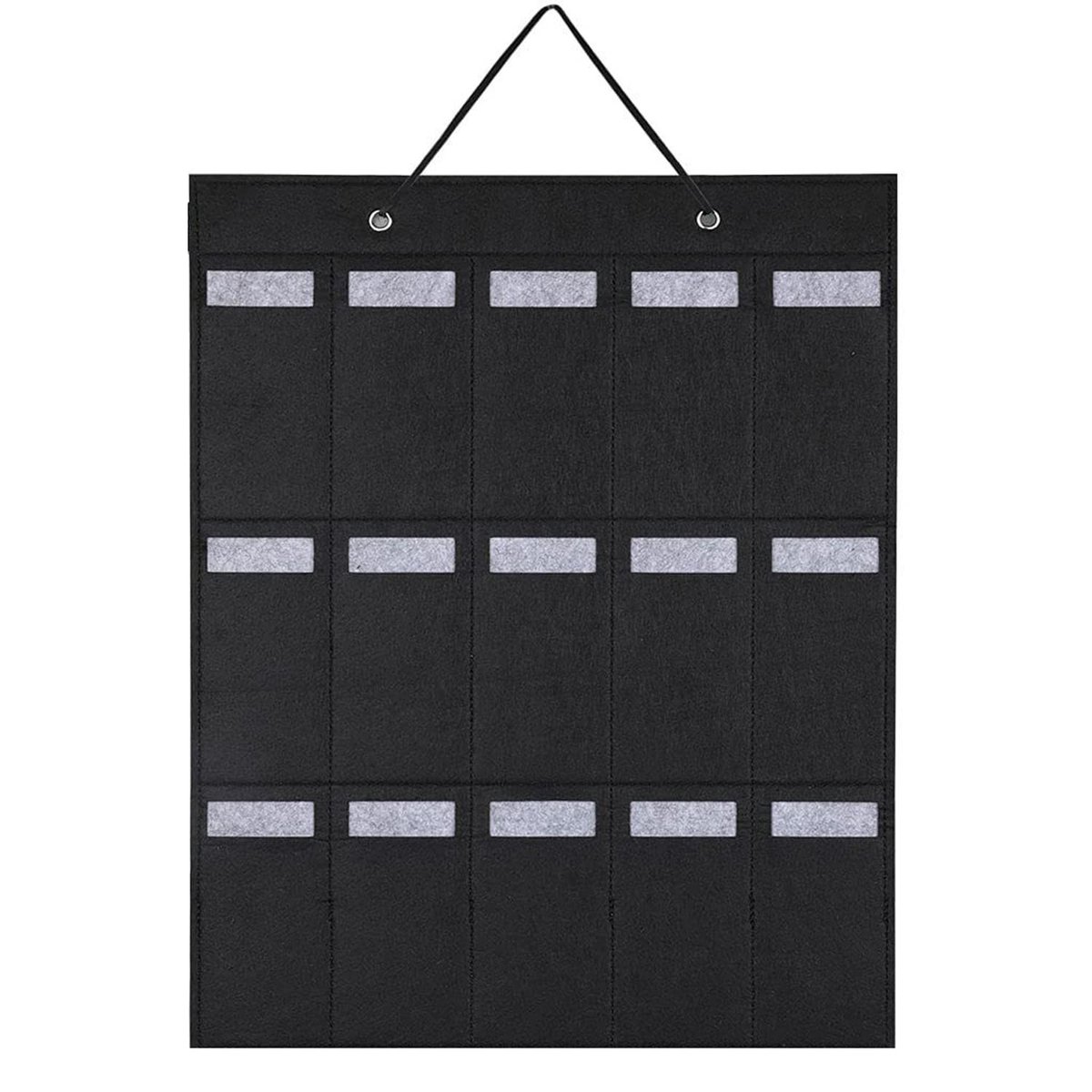 Dailygoody - Organizer voor zonnebrillen - Wandmontage - Zwart - 15 vilten sleuven - Brilhouder - Lichtgewicht en praktisch - Geschikt voor elke ruimte