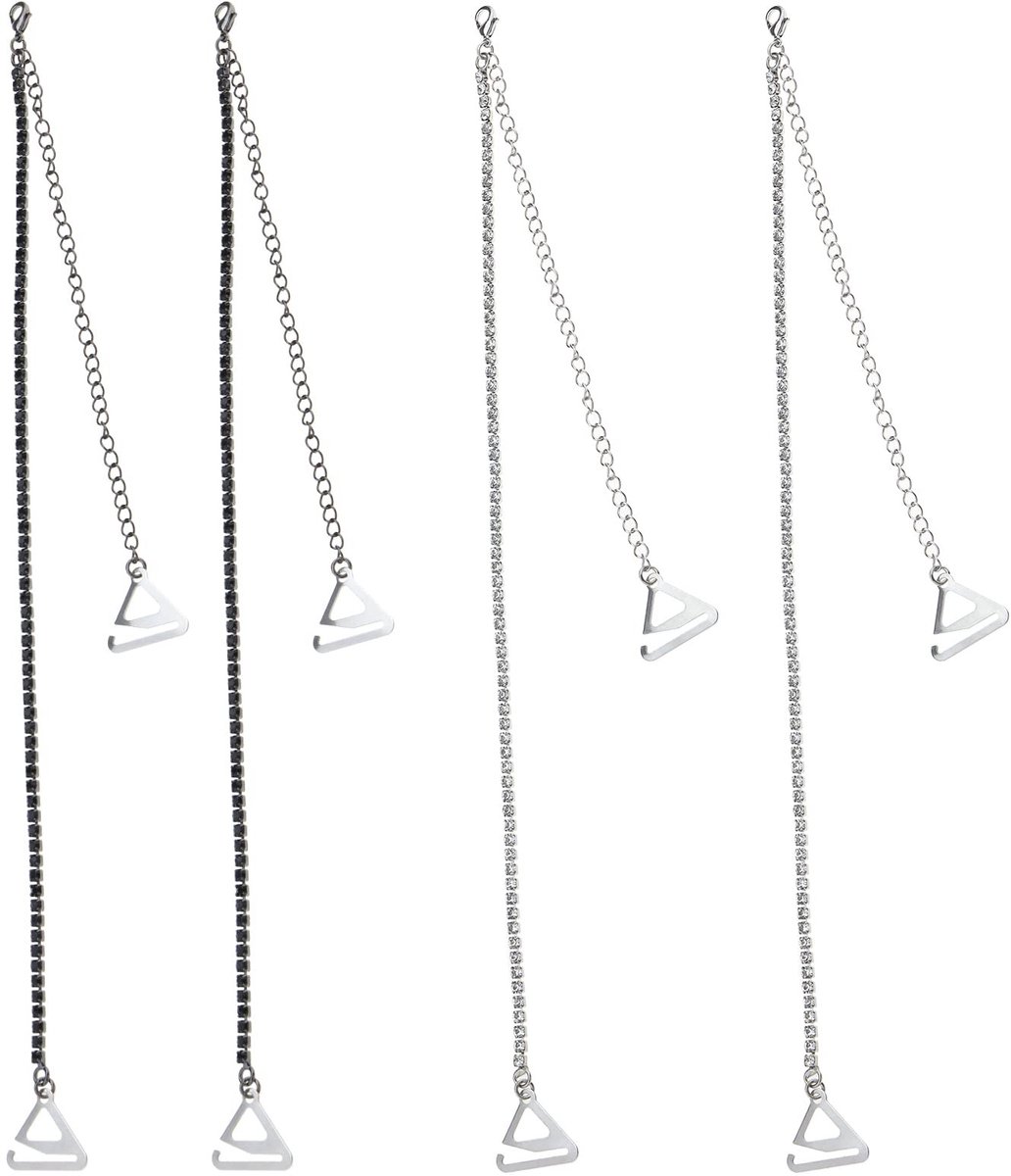 Dailygoody - Strass BH Strap - Verstelbare BH Riem - Onzichtbare Schouderriem - Zwart en Wit - Anti-Skid BH Bandjes - Geschikt voor Vrouwen en Meisjes
