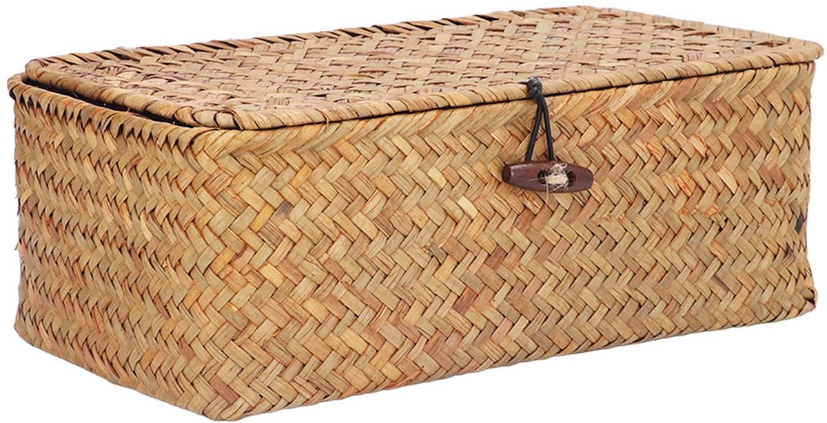 Dailygoody - Rieten mand - Handgeweven opbergbak - Beige - Multifunctionele opbergmand - Decoratief en praktisch - Geschikt voor elke kamer