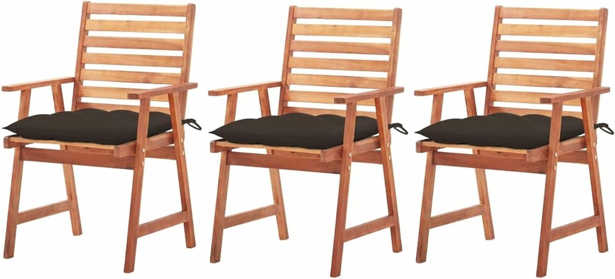 Houten Tuinstoelen - Stoelen met Kussens - Buiten Eten - Massief Acaciahout - 56 x 62 x 92 cm - Geel