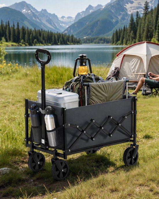 SmartLiving.Store - Bolderkar - Opvouwbaar - Trolley - Draaibare Wielen - Laadvermogen 180kg - Inhoud 90L - 42 x 67 x 90,5 cmZwart — afbeelding 3