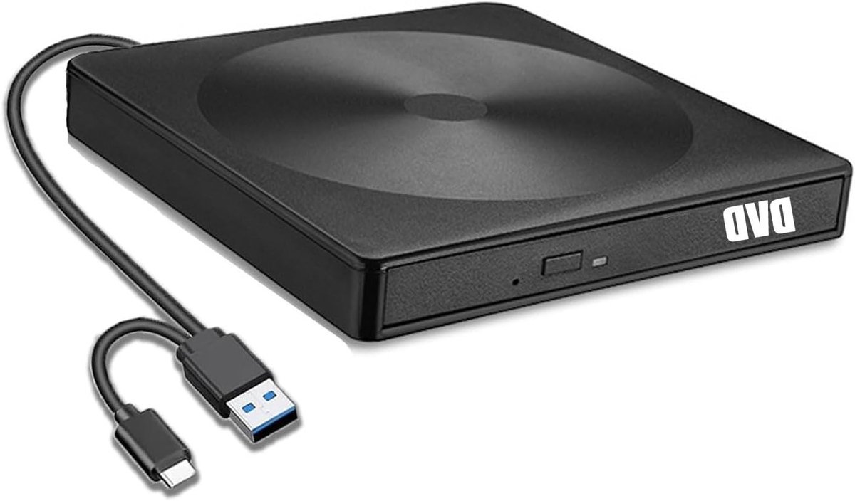 Externe DVD-speler met USB 3.0 en Type-C, CD/DVD brander voor PC, laptop en desktop met ondersteuning voor Windows en Mac systemen