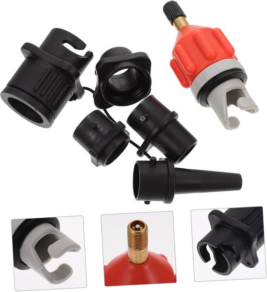 Luchtadapter Set - Pomp Opzetstuk - Watersport Accessoires - Hoge Sterkte Duurzaam - 5 Stuks - Oranje — afbeelding 5