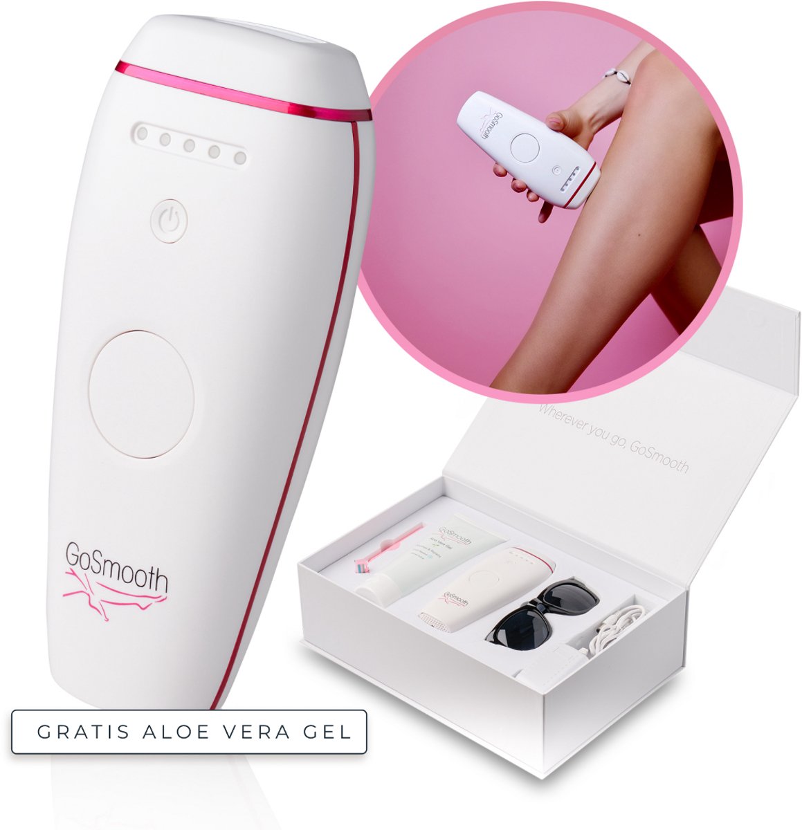 Bol.com GoSmooth IPL Laser Ontharingsapparaat Classic - IPL Laser Ontharing - 5 Standen - 400.000 Flitsen aanbieding