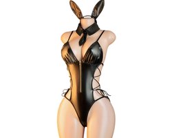 Sexy Bunny Bodysuit Set met Open Achterkant | Bunny Oren, Strik & Kraag | Maat M - Roleplay