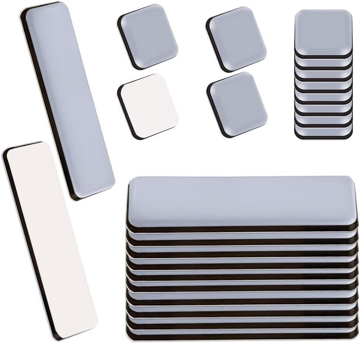 Set van 24 Zelfklevende PTFE Teflon Glijders voor Meubels - Vloerbescherming, Antislip, Grijs (19 x 70 mm, 20 x 20 mm)