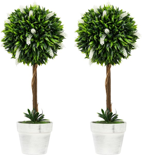 Kunstlavendel 2‑Set groot 60 cm, kunstplanten in pot, plastic decoratie voor woonkamer, slaapkamer, kantoor en tuin