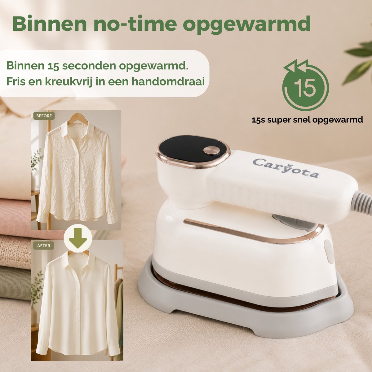 Caryota Stoomstrijkijzer 2in1 - Mini Strijkijzer - 15s warm thumbnail 6